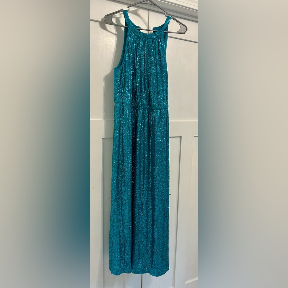 Maggy London Turquoise Sequin Gown